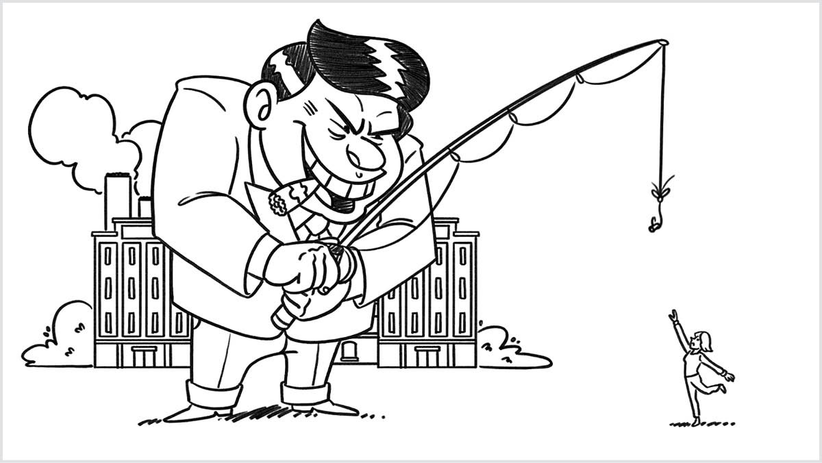 Tshimfuanyi tshia mu filme wa “Kulekedi muoyo webe unyanguka ne muishi wa makanya to.” Tshimfuanyi tshia mukumbusu munene wa ngenda-mushinga mukuata ndobu udi muela makanya bua kulobesha nsongakaji kampanda.