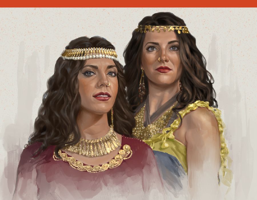 Ohola ne Oholiba, bana ba bakaji babidi ba muntu bikale bandumba.