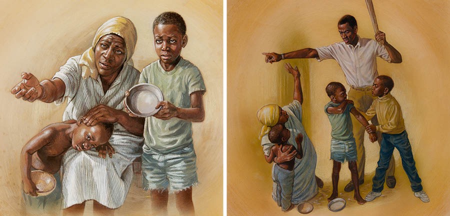 Mukaji mukamba ne bana bende balomba biakudia; muana utangila mudi tatuende ututa mamuende