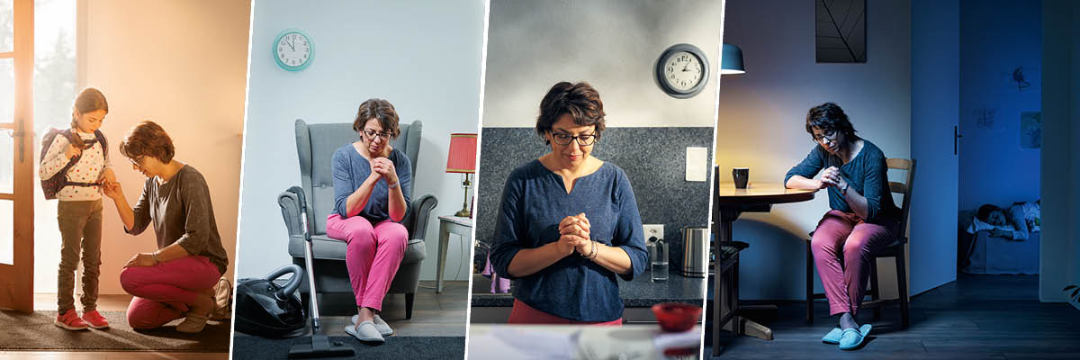 Foto: Muanetu wa bakaji usambila misangu ne misangu munkatshi mua dituku. 1. Usambila ne muanende wa bakaji kumpala kuyaye mu kalasa. 2. Uvua ukolopa, kadi usambila padiye muanji kuikisha. 3. Usambila munkatshi mua mapingaja. 4. Pakadi muanende eu muye kulala.