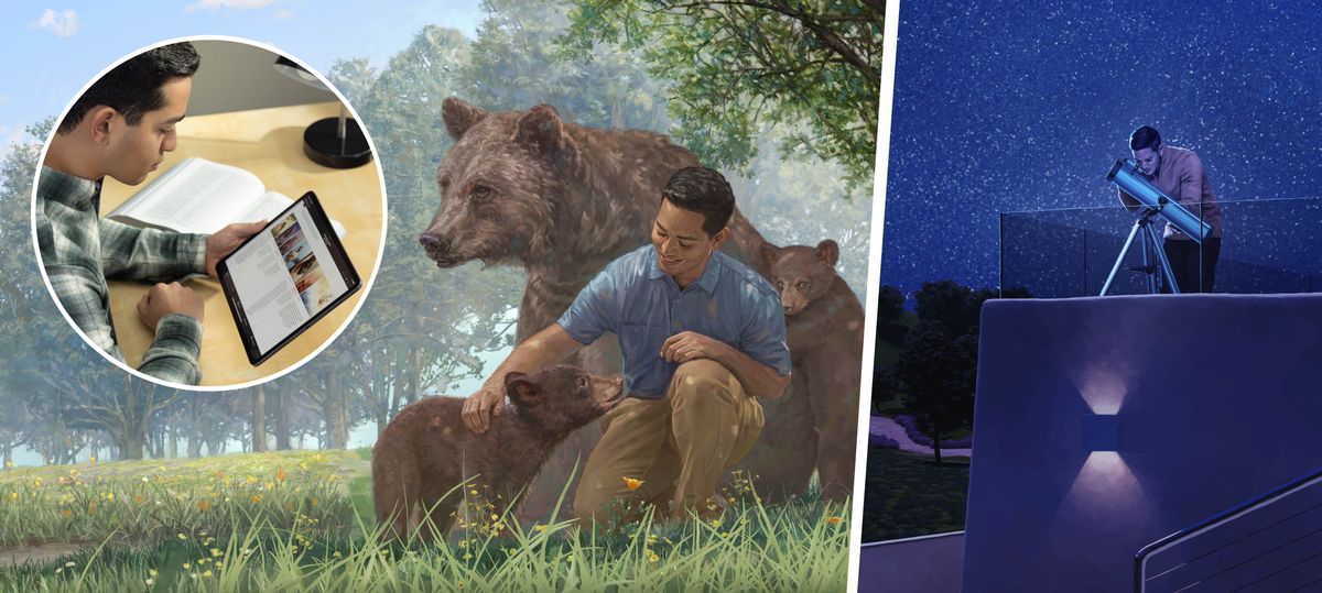 Muanetu ubala malu adi mu kazubu ka “Mukenji wa mu Bible” mu Tshisakidila tshia B1 tshia “Nkudimuinu wa Bulongolodi bupiabupia” bua dibala diende dia Bible dimusankishe. Bimfuanyi bilamakaja: 1. Muanetu au mu bulongolodi bupiabupia ulaba kana ka urse tshianza, mamuaku ne kana kakuabu mikale ku luseke. 2. Ubandila mitoto bungi tshianana ku tshiamu tshia teleskope butuku.