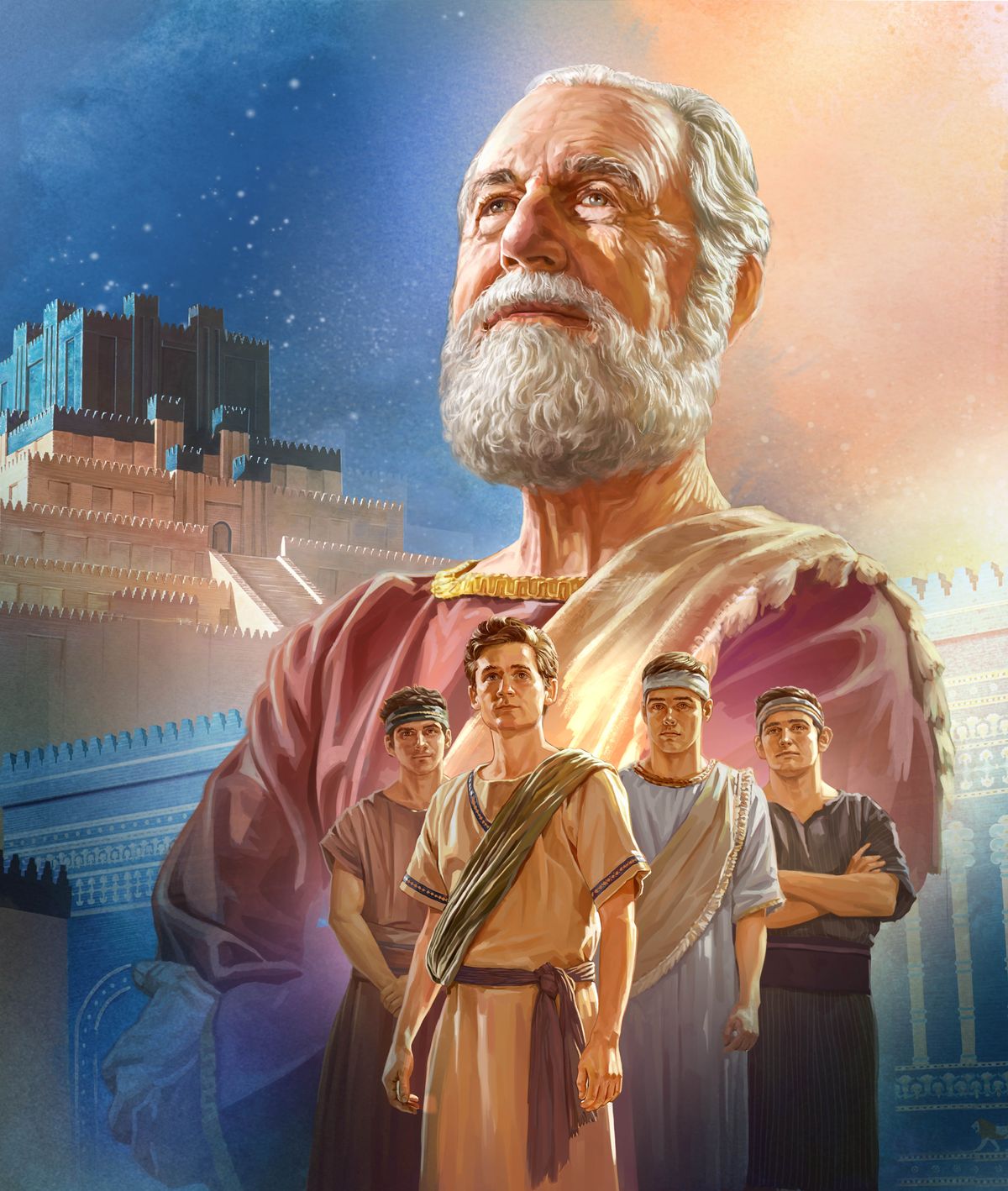 Foto: 1. Muprofte Danyele mumane kukulakaja. 2. Tshimenga tshia kale tshia Babilona. 3. Danyele utshidi nsonga, muikale ne balunda bende bena Ebelu basatu.