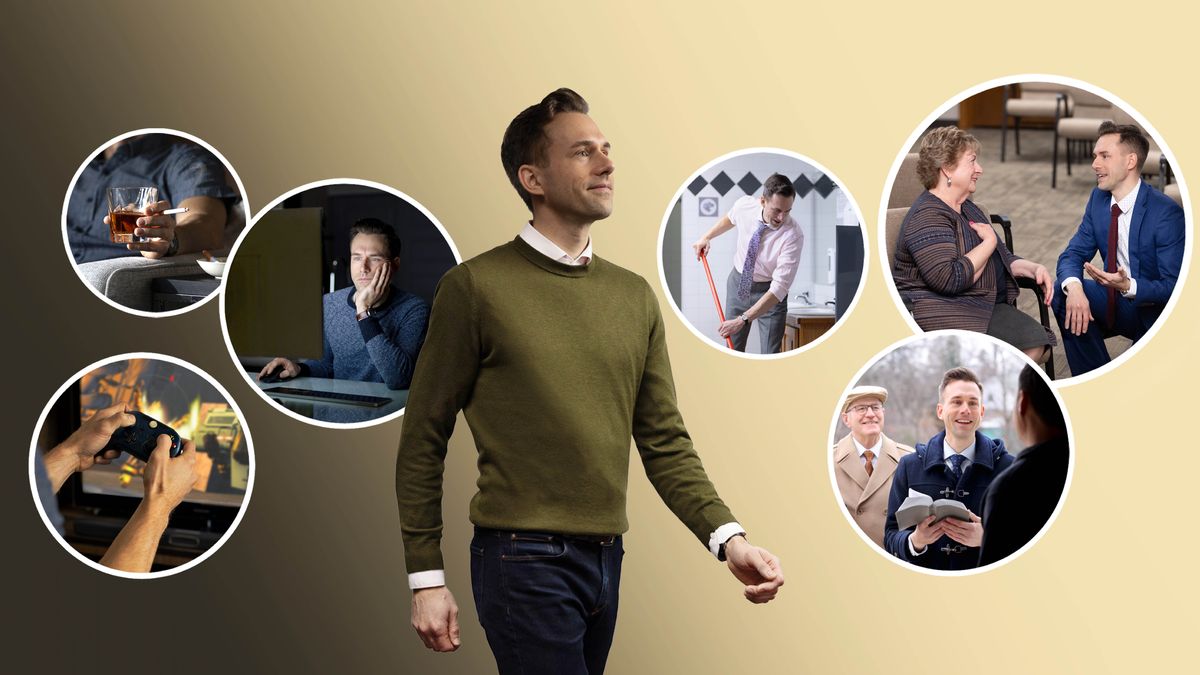 Muanetu wa balume wenda ne disanka. Foto: Bimfuanyi bileja mudi malu avuaye wenza kumpala mashilangane ne adiye wenza mpindieu. Malu mabi avuaye wenza kumpala: 1. Unaya manaya a video a tshikisu. 2. Unua maluvu ne makanya upitshisha. 3. Utangila bintu bibi mu ordinatere. Malu adiye wenza mpindieu: 1. Wakaja mu Nzubu wa bukalenge. 2. Uyukila ne muanetu wa bakaji ukadi mukulakaje. 3. Uyisha.