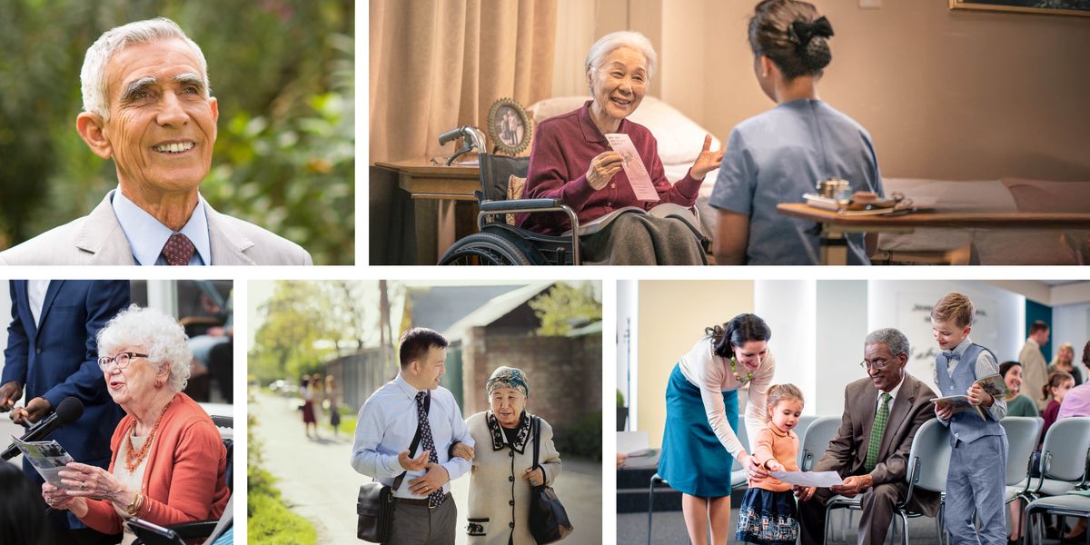 Foto: Bana betu bakadi bakulakaje benzela Yehowa mudimu ne disanka. 1. Muanetu wa balume ufukisha mimuemue, mutekemene malu atshilualua ne dishindika dionso. 2. Muanetu wa bakaji udi musombe mu kakalu ka balema upesha munganga udi umulama trakte. 3. Muanetu wa bakaji wandamuna mu tshisangilu. 4. Muanetu wa bakaji mukuate muanetu wa balume utshidi nsonga ku diboko padibu mu buambi. 5. Muanetu wa balume uyukila ne bana babidi ne mamuabu mu Nzubu wa Bukalenge.