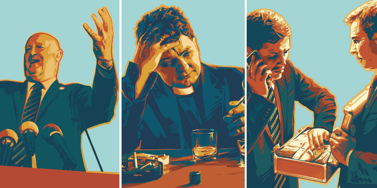 Politikant jagħti taħdita, qassis jixrob u jpejjep, u żewġ negozjanti jisirqu l-flus