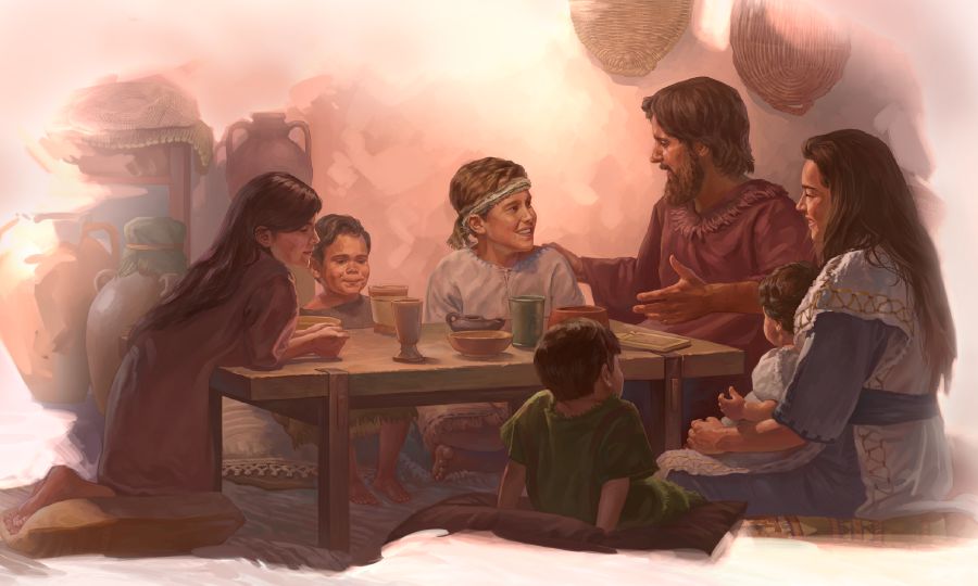 Ta̱ José xíʼin ñá María ndóona nu̱ú mesa xíʼin ta̱ Jesús xíʼin na̱ ñanira xíʼin ná ku̱ʼvara