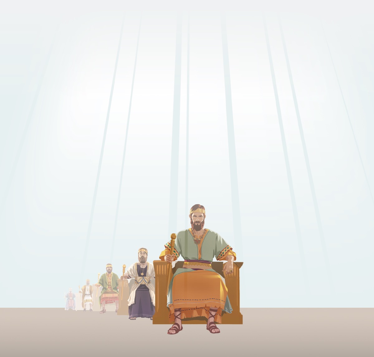 Ku̱a̱ʼá na̱ rey ñuu Israel ndóona nu̱ú trono. Ta ñuʼu̱ ña̱ kée nda̱a̱ chí ndiví túunña sa̱tána.