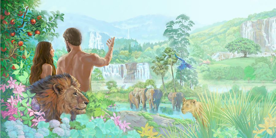 Ta̱ Adán xíʼin ñá Eva xítona paraíso