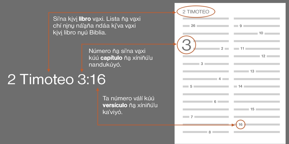 Libro ña̱ va̱xi nu̱ú Biblia, capítulo xíʼin versículo