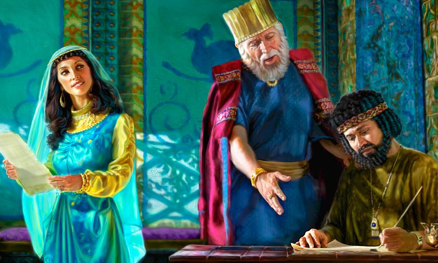 Ñá Ester xítoñá ña̱ káʼa̱n ta̱ Mardoqueo xíʼin ta̱ secretario ña̱ kaʼyíra inka carta xa̱á