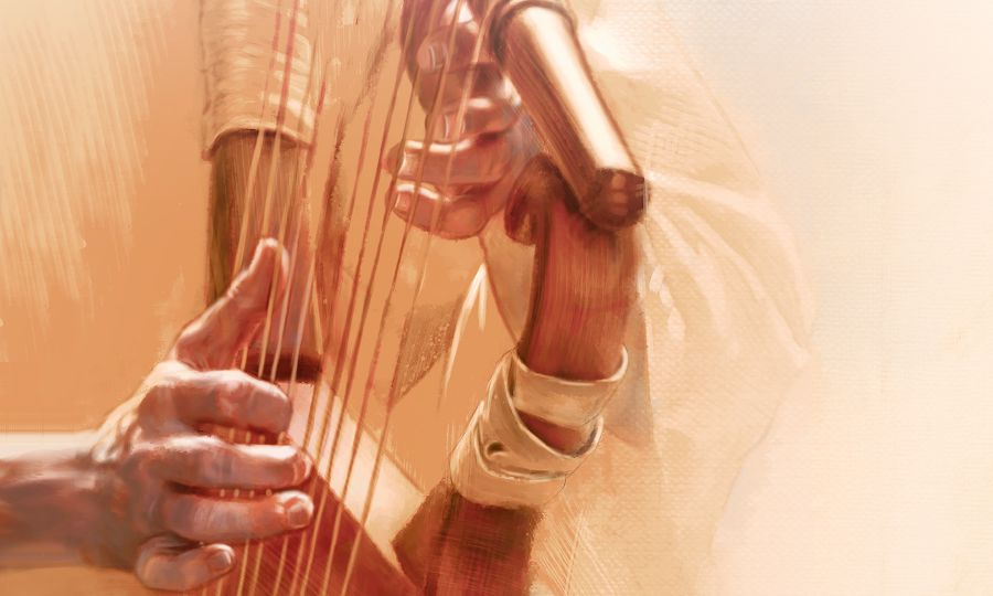 Iin ta̱ salmista sákaʼara tú arpa