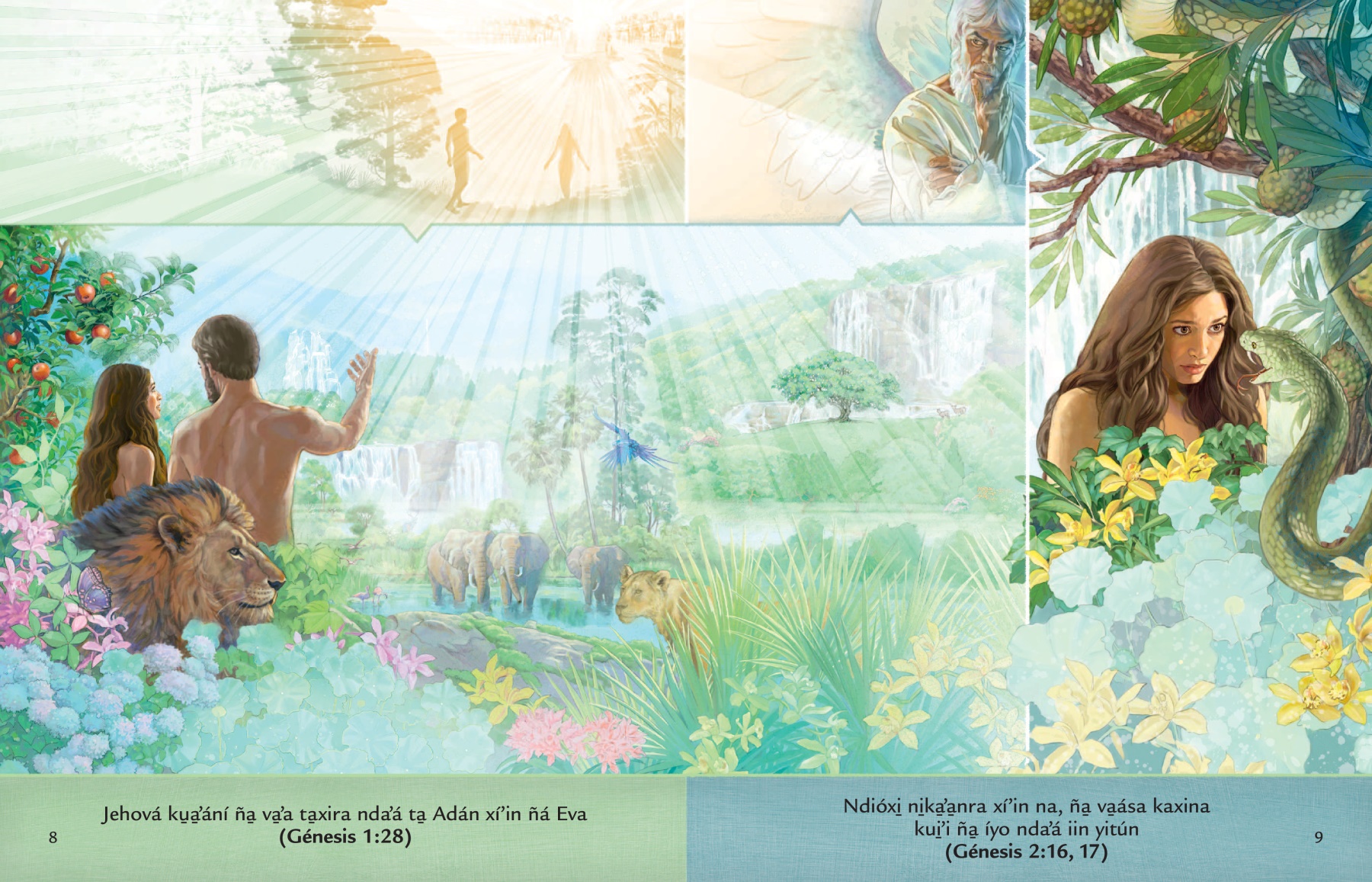 Sákuaʼana xa̱ʼa ta Adán xíʼin ñá Eva nu̱ú ña̱ folleto Kuniso̱ʼo ña̱ káʼa̱n Ndióxi̱