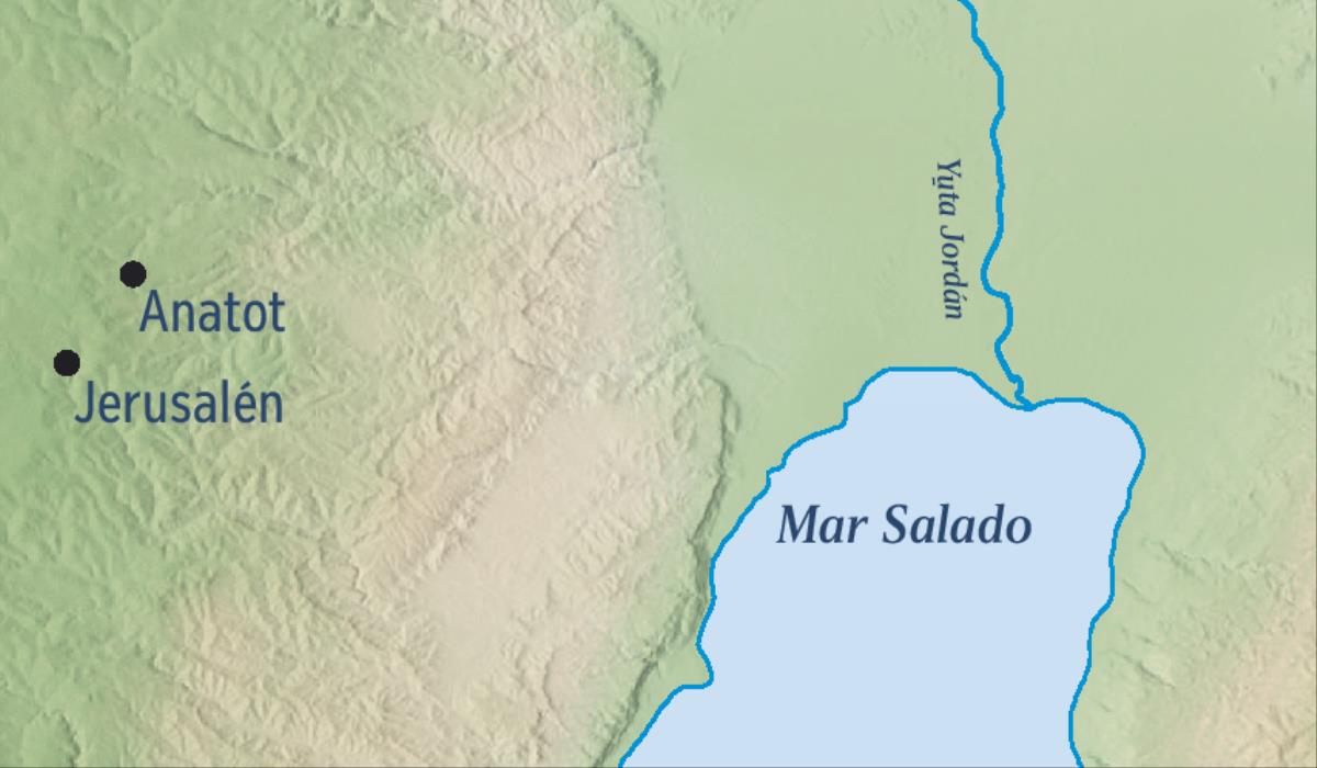 Iin mapa nu̱ú va̱xi ñuu Jerusalén xíʼin ñuu Anatot, nu̱ú ka̱ku ta Jeremías