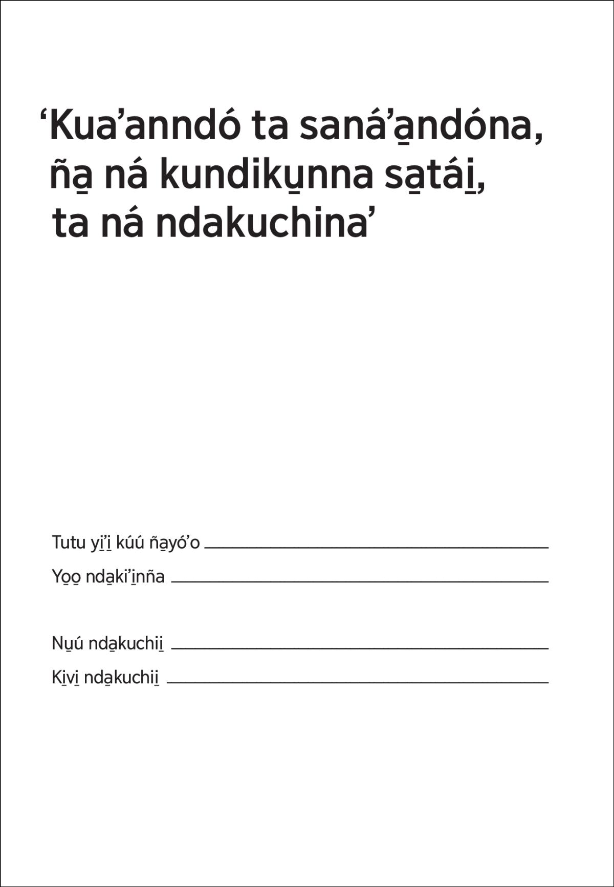 Kuaʼanndó ta sanáʼa̱ndóna, ña̱ ná kundiku̱nna sa̱tái̱, ta ná ndakuchina
