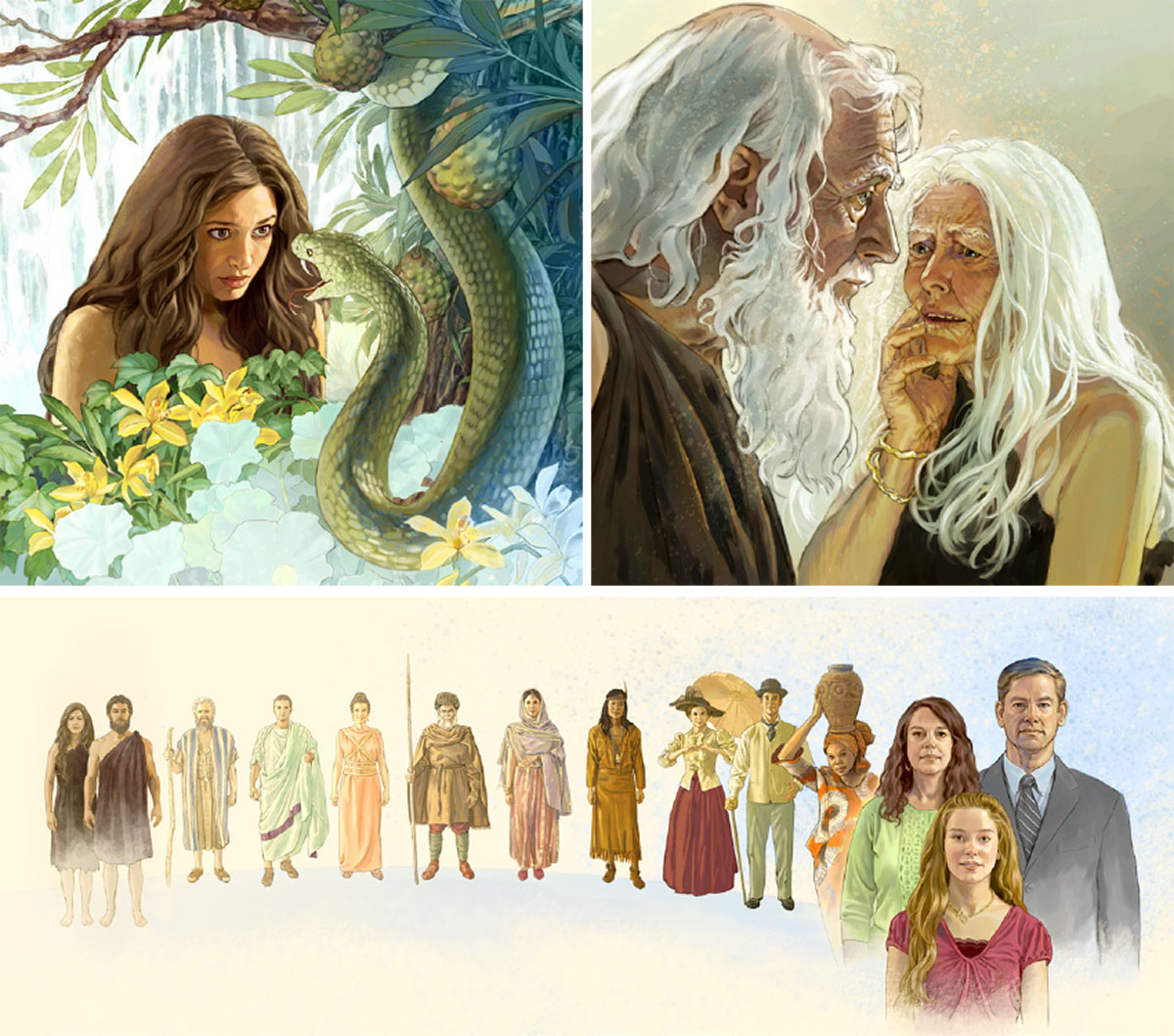 U̱ni̱ na̱ʼná ña̱ inkáchi íyo: 1. Ta̱ Ndi̱va̱ʼa xi̱niñúʼura iin ko̱o̱ ña̱ sa̱ndáʼvira ñá Eva; 2. Ta̱ Adán xíʼin ñá Eva ku̱chéena ta kǒoka ndee̱na; 3. Iin grupo na̱ yiví na̱ xa̱a̱ síín síín tiempo ni̱xi̱yo, xíʼin costumbre ña̱ kúúmiína xíʼin ñuu nu̱ú ke̱ena, tiempo ni̱xi̱yo ta̱ Adán xíʼin ñá Eva ta nda̱a̱ tiempo ña̱ ndóoyó vitin