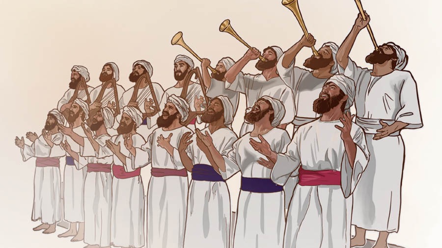 Iin tiʼvi na̱ levita tívina trompeta ta xítana yaa nu̱ú Jehová ña̱ ndasakáʼnunara