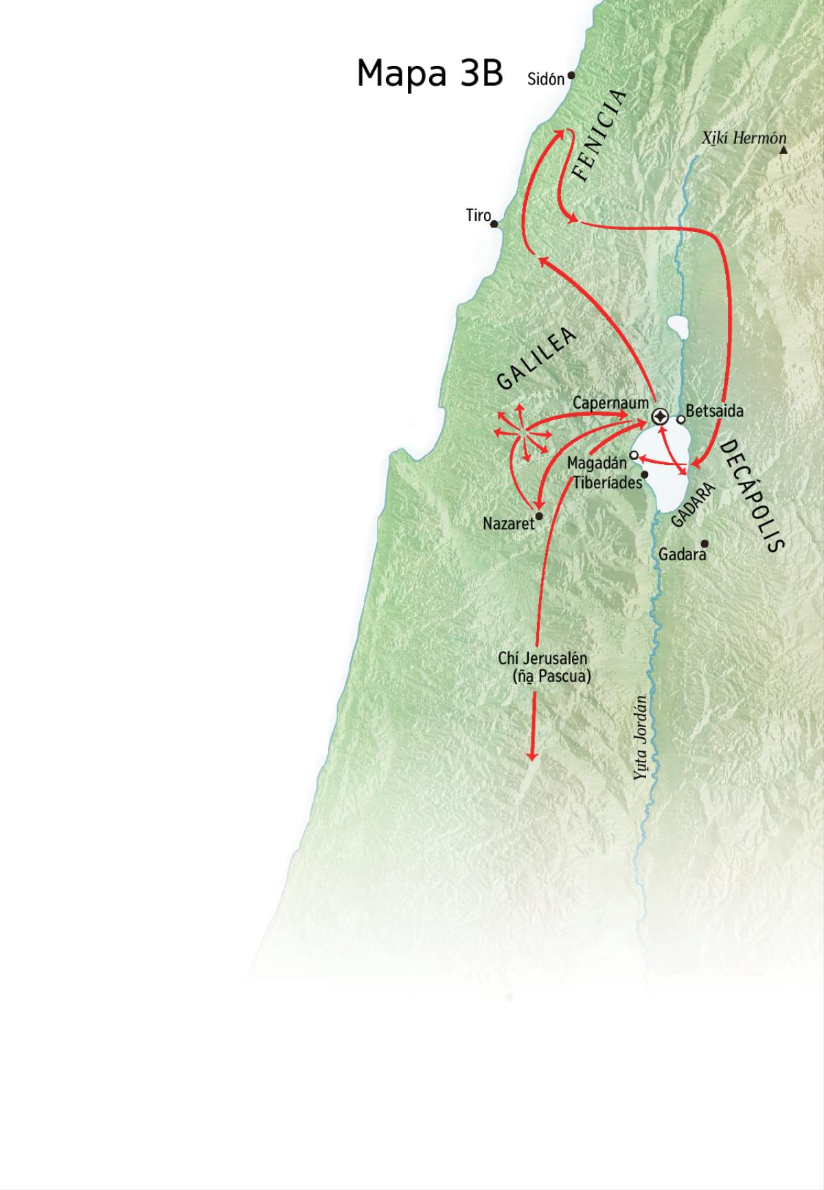 Mapa ñuu nu̱ú ni̱xi̱ka ta̱ Jesús yatin chí Galilea, Fenicia, xíʼin Decápolis