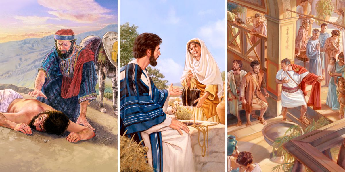 Ta̱ samaritano ku̱yatinra nu̱ú ta̱ ta̱a ta̱ ka̱nina; ta̱ Jesús káʼa̱nra xíʼin iin ñá ñaʼá ñá ñuu Samaria yatin nu̱ú íyo pozo ti̱kui̱í; ta̱ Pedro kíʼvira veʼe ta̱ Cornelio