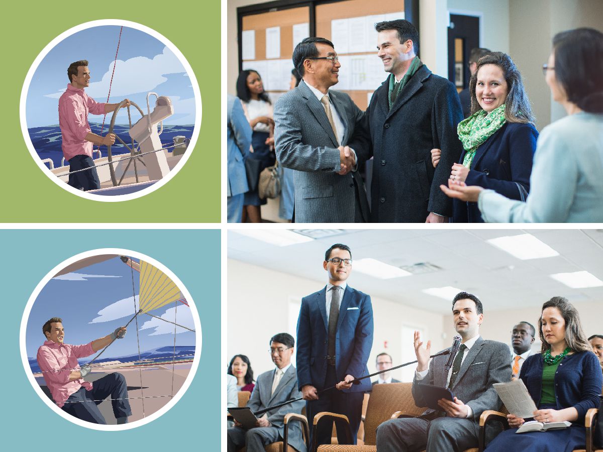 Ku̱mí na̱ʼná ña̱ chítáʼan chiñu ña̱ kéʼéyó nu̱ú Ndióxi̱ xíʼin ña̱ kéʼé iin tú barco. 1. Iin ta̱ hermano ku̱a̱ʼa̱nra xíʼin barcora chí nu̱ú káni ta̱chí. 2. Ta̱ hermano xíʼin ñá síʼíra xáa̱na Salón. 3. Ta̱ hermano ndákunara ña̱ vela ña̱ va̱ʼa kuniñúʼu viíra ta̱chí. 4. Ta̱ hermano táxira comentario ti̱xin reunión.