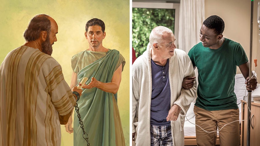 Ku̱a̱ʼá na̱ʼná: Na̱ migo na̱ nda̱kú íyo ini chíndeétáʼanna xíʼin na̱ yáʼa nu̱ú tu̱ndóʼo. 1. Ta̱ apóstol Pablo ndíka̱a̱ra veʼeka̱a ta ndátaxira iin carta ndaʼa̱ ta̱ Tíquico. 2. Iin ta̱ loʼo chíndeétáʼanra xíʼin iin ta̱ hermano ta̱ xa̱a̱ chée ta̱ ndíka̱a̱ hospital.