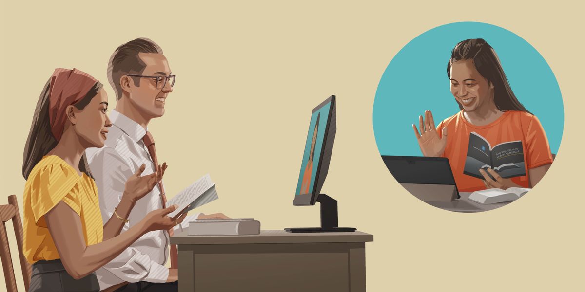 Iin ñá hermana xíʼin yii̱ñá sánáʼa̱na iin ñá ñaʼá xa̱ʼa̱ Biblia chí nu̱ú Internet.