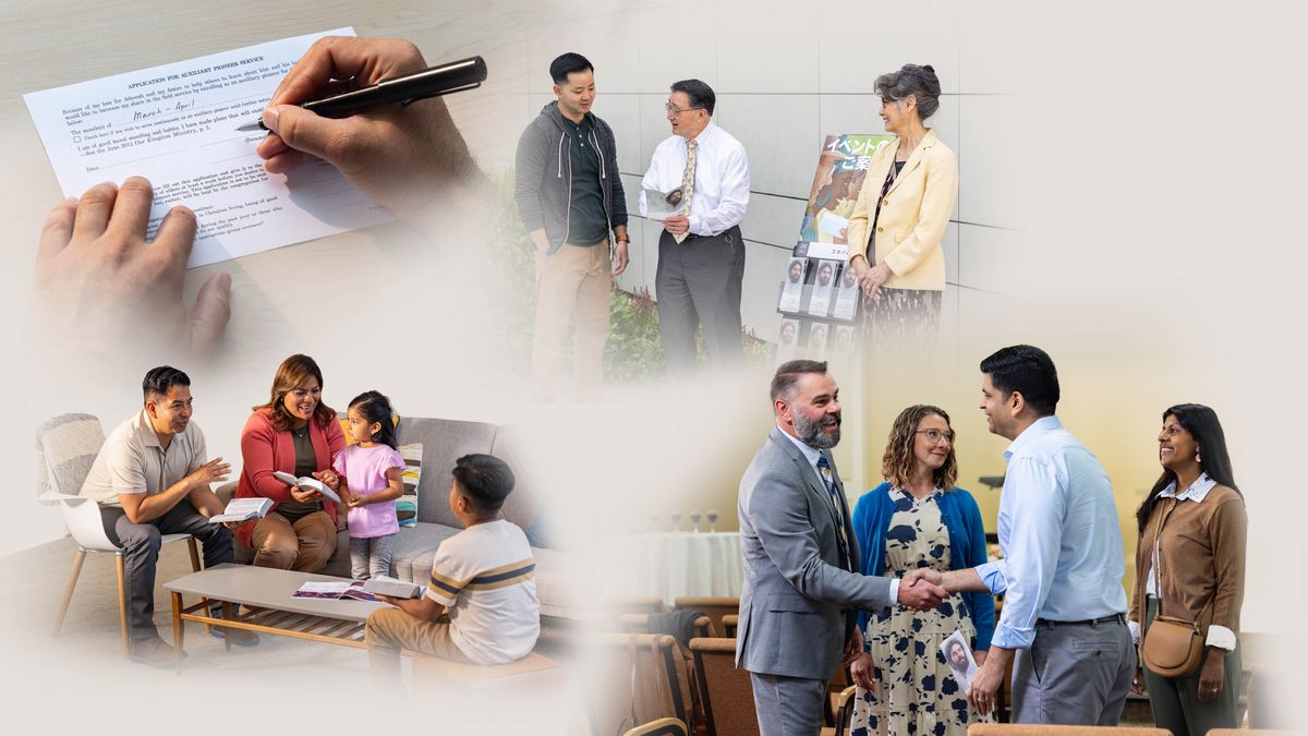 Na̱ʼná ña̱ náʼa̱ nu̱úyó ndáa ki̱ʼva kivi taxiyó tíxa̱ʼvi ndaʼa̱ Jehová xa̱ʼa̱ ña̱ kúʼvi̱ní-inira xínira miíyó. 1. Iin ta̱ hermano sándakutúra iin solicitud ña̱ va̱ʼa koora precursor auxiliar. 2. Iin ta̱ hermano káʼvira xíʼin na̱ veʼera. 3. Iin na̱ matrimonio ndítana xíʼin iin carro loʼo. Ta ta̱ hermano yóʼo táxira iin invitación ña̱ káʼa̱n xa̱ʼa̱ ña̱ koo Conmemoración ndaʼa̱ iin ta̱a. 4. Iin na̱ matrimonio viíní ndákiʼinna na̱ yiví na̱ ni̱xa̱a̱ Conmemoración.