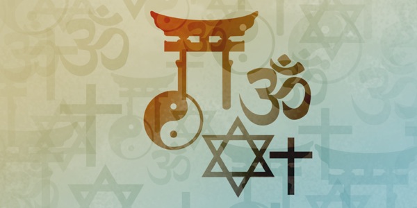 Religieuze symbolen van verschillende godsdiensten in de wereld