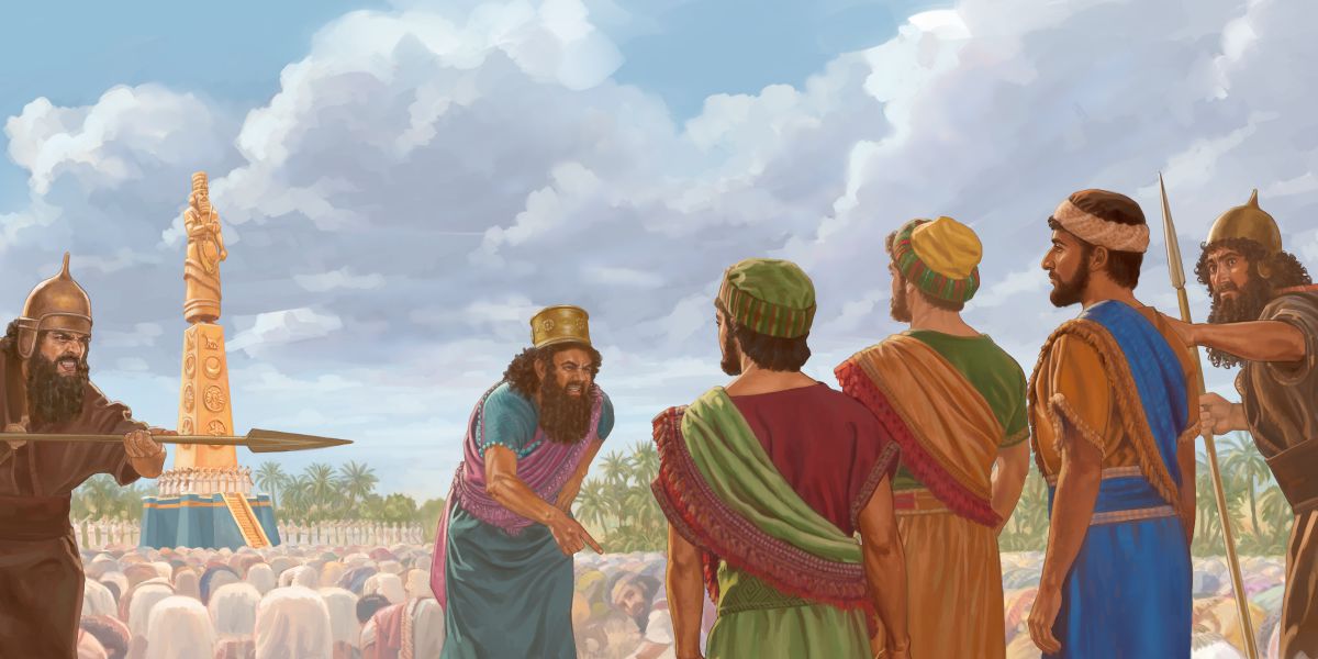 Sadrach, Mesach en Abednego willen niet buigen voor het beeld van goud