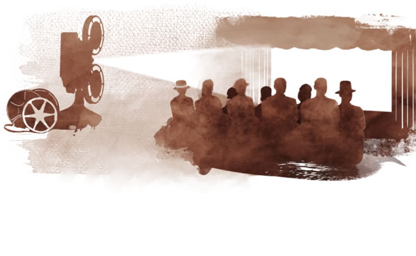 Publikum ser en film