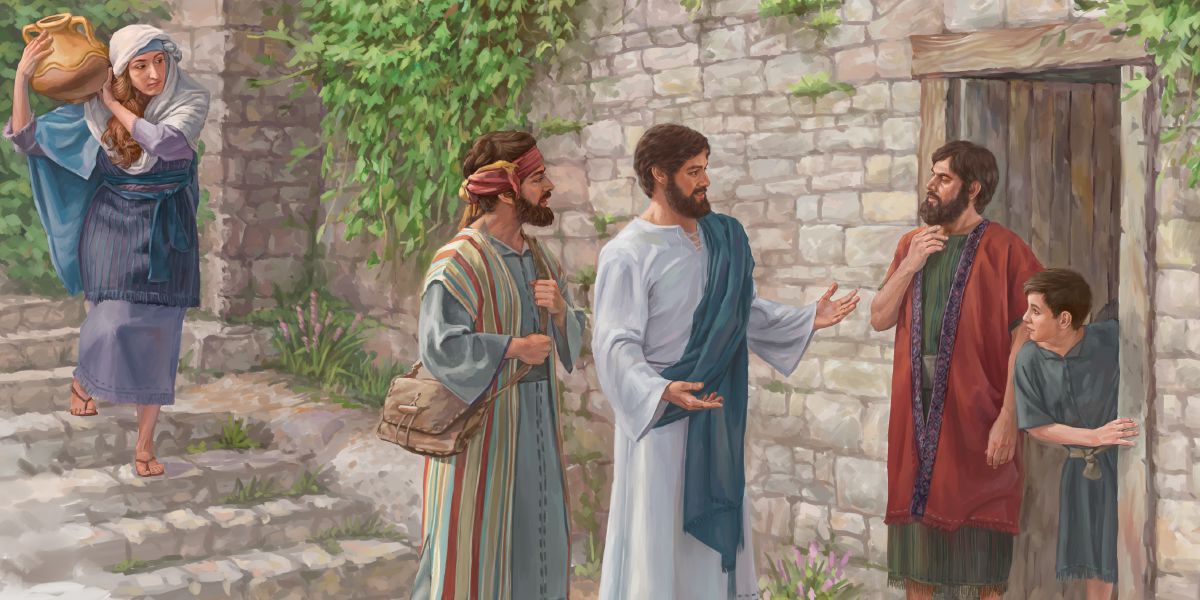 Jesus og en disippel forkynner