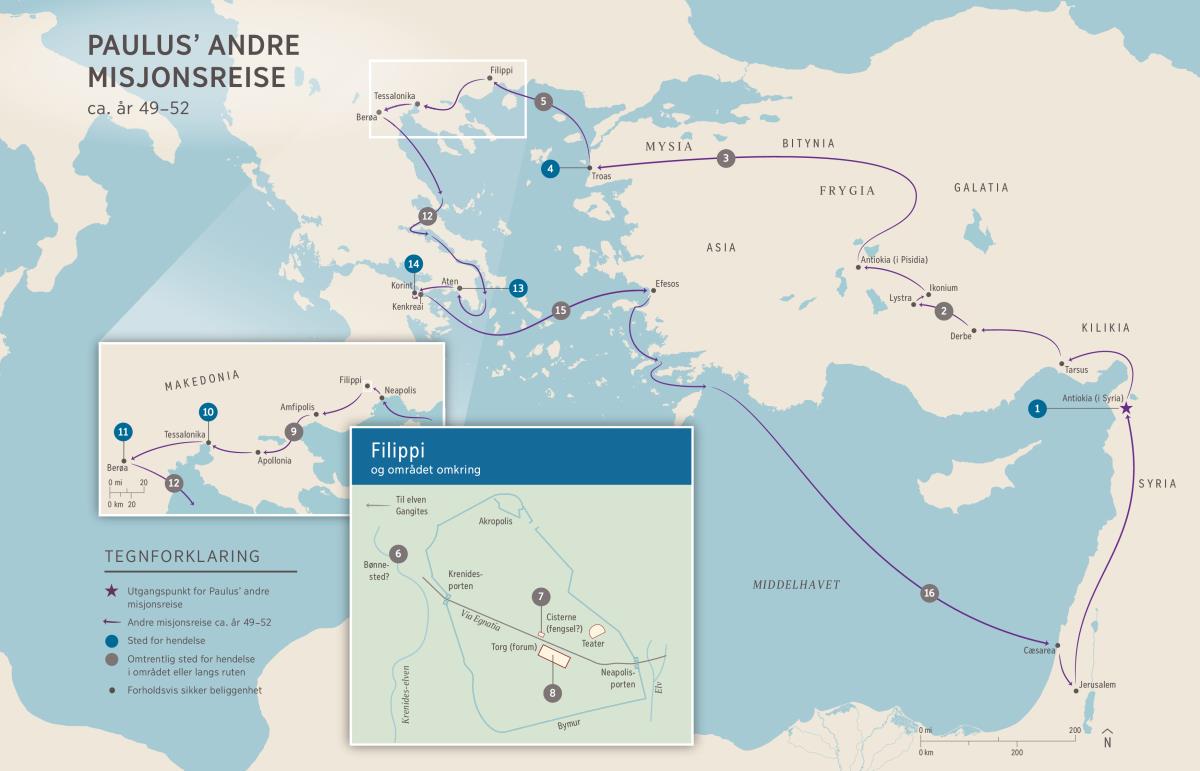 Apostlenes gjerninger: Paulus’ andre misjonsreise (Apg 15:36 til 18:22) ca. år 49–52
