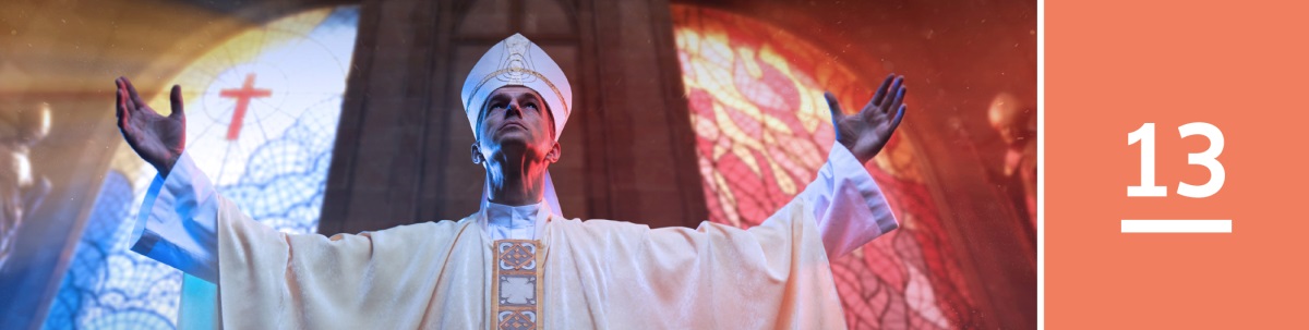 Lès 13. Un lider religioso ta prediká den un katedral.