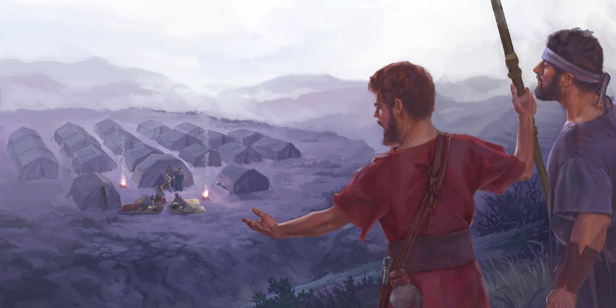 Dawid woła w stronę obozu Saula