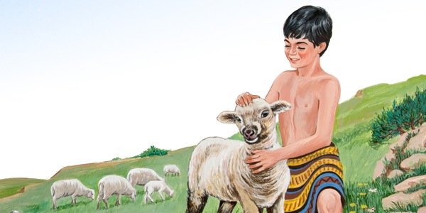 Młody Jakub opiekuje się owcami