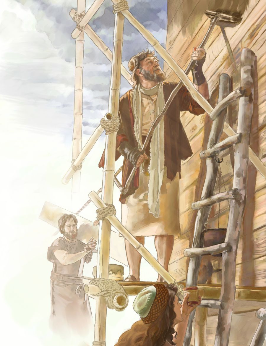 Noé e sua família constroem a arca