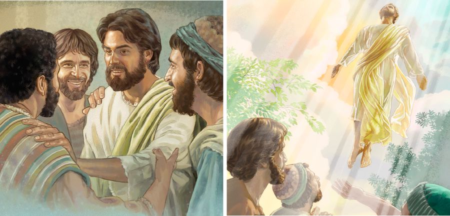 Jesus aparece para seus apóstolos e mais tarde sobe para os céus