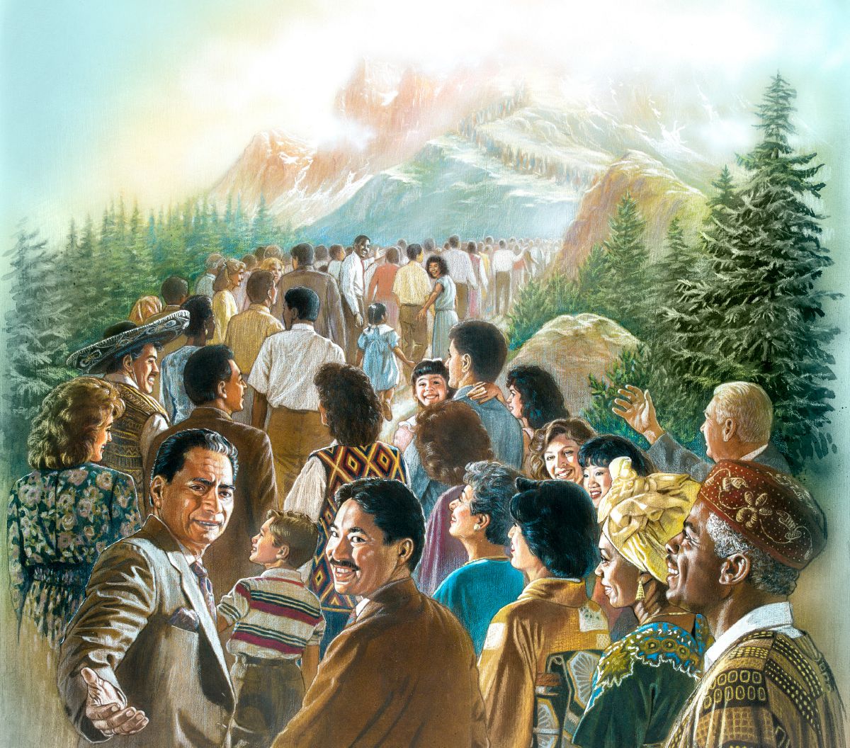 Pessoas de muitas nações sobem ao monte de Jeová