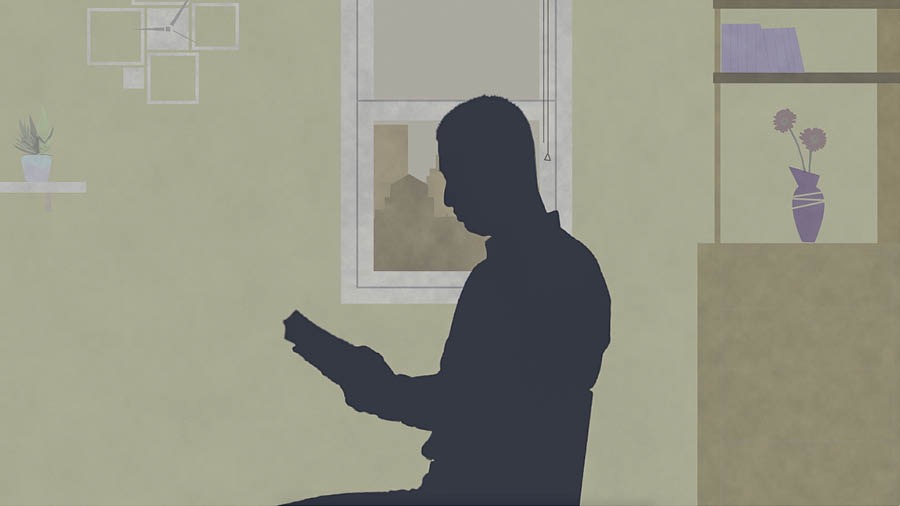Um irmão lendo a Bíblia, se preparando espiritualmente para um desastre.