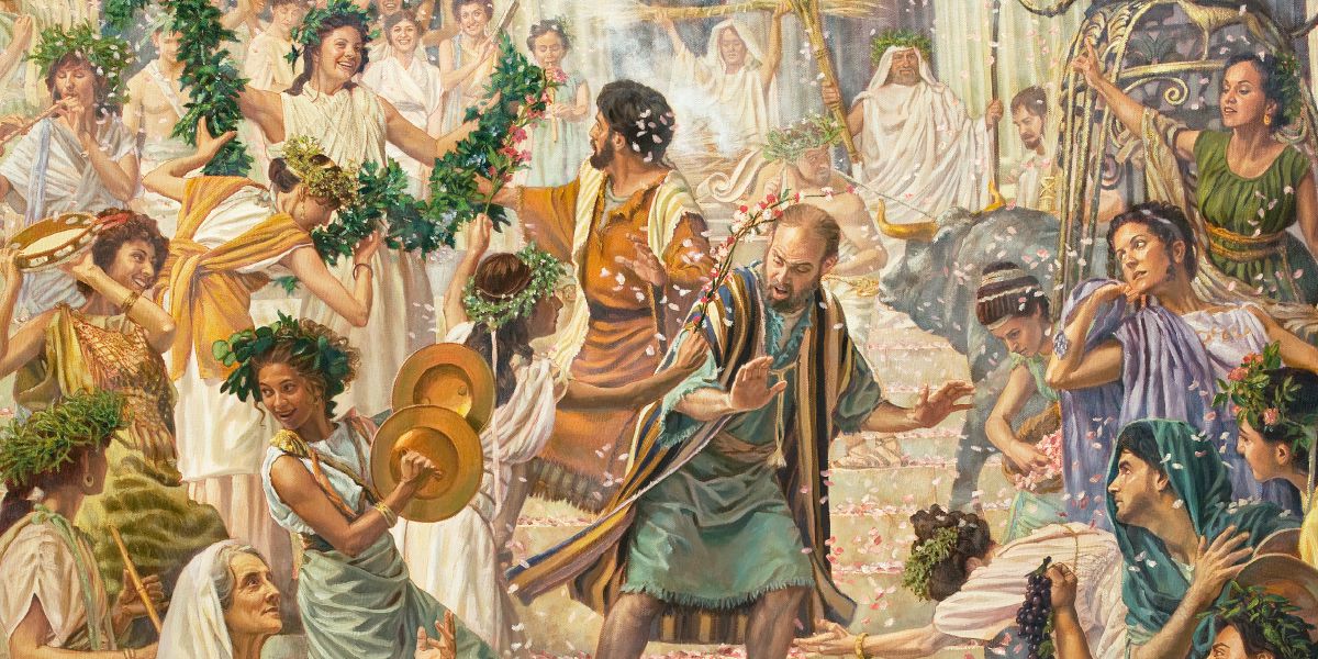 Paulo e Barnabé se recusam a ser tratados como deuses pelo povo de Licaônia