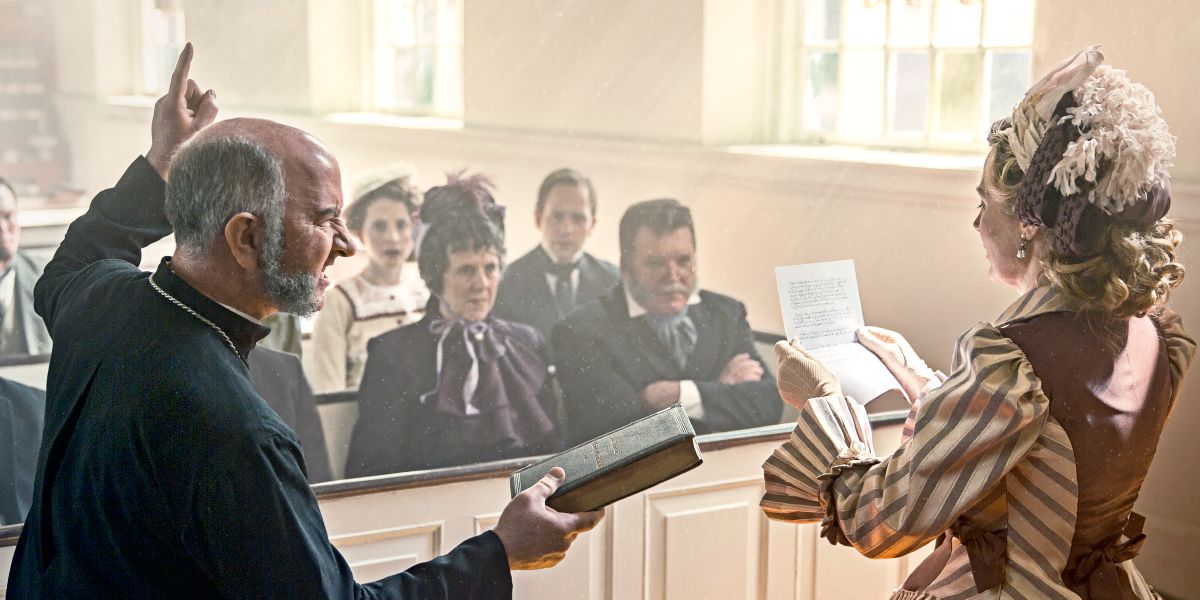 Uma Estudante da Bíblia lendo em voz alta, na frente de todos da sua igreja, uma carta dizendo que não queria mais fazer parte da igreja