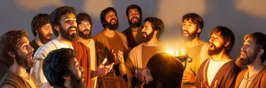 Isus şi discipolii săi cântându-i laude lui Iehova