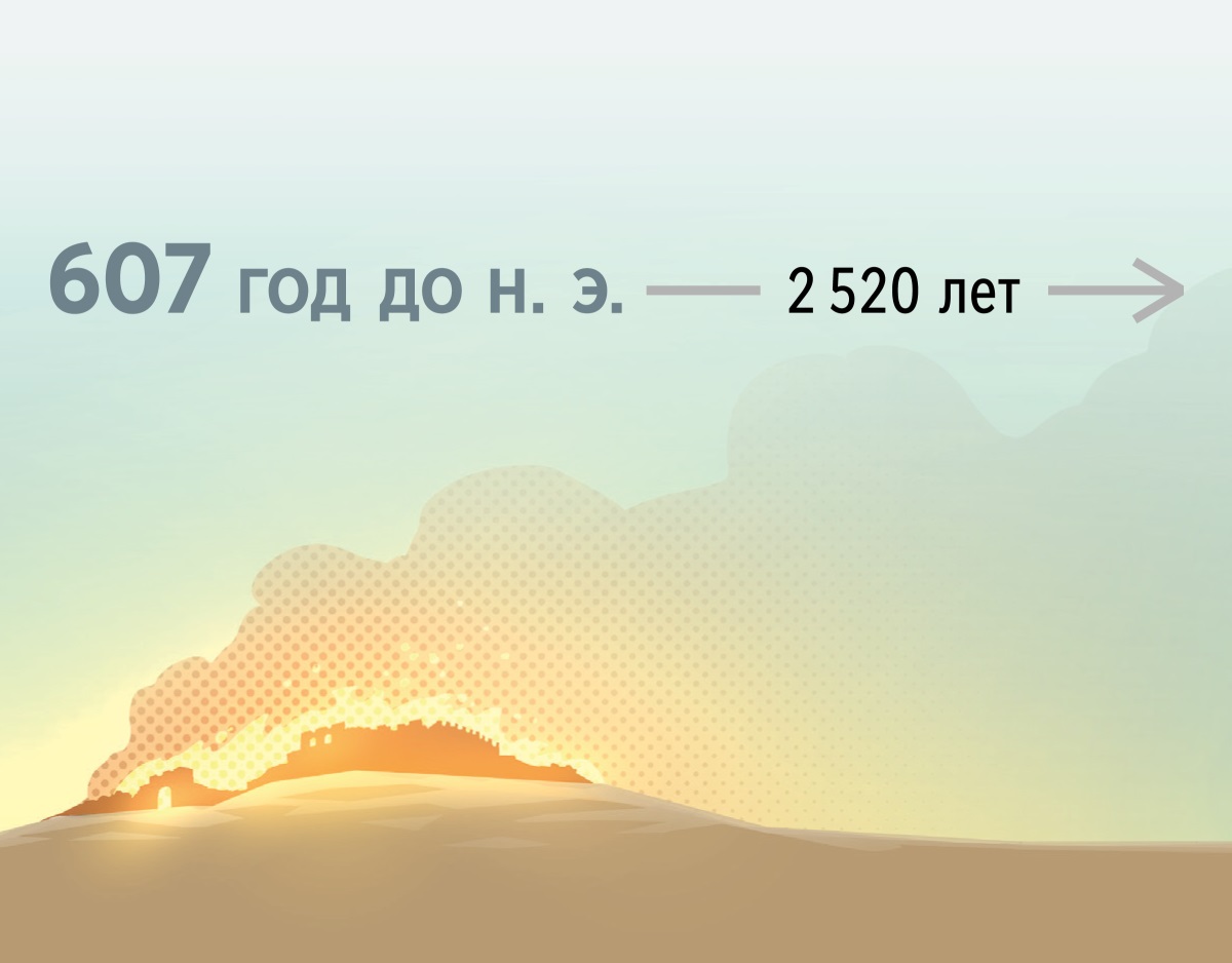 Древний Иерусалим сожжён в 607 году до н. э. После этого проходит 2 520 лет.