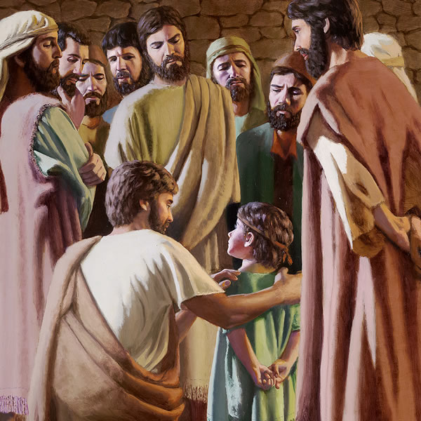 Jesus with his disciples and a young child