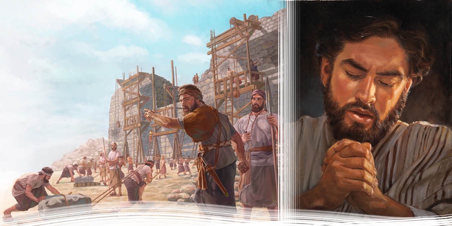 Nehemia o fana ka taelo ea hore marako a Jerusalema a hahoe bocha le hore ho be le balebeli; Jesu o oa rapela