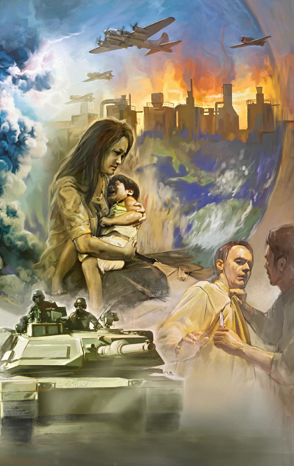 Litšoantšo tse bontšang matšoenyeho, ntoa, tlōlo ea molao le tšilafalo