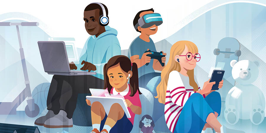 Bana ba lilemo tse fapaneng ba ithabisa ka lisebelisoa tsa elektronike ho e-na le hore ba bapale lipapali tsa ka ntle kapa ka li toy.