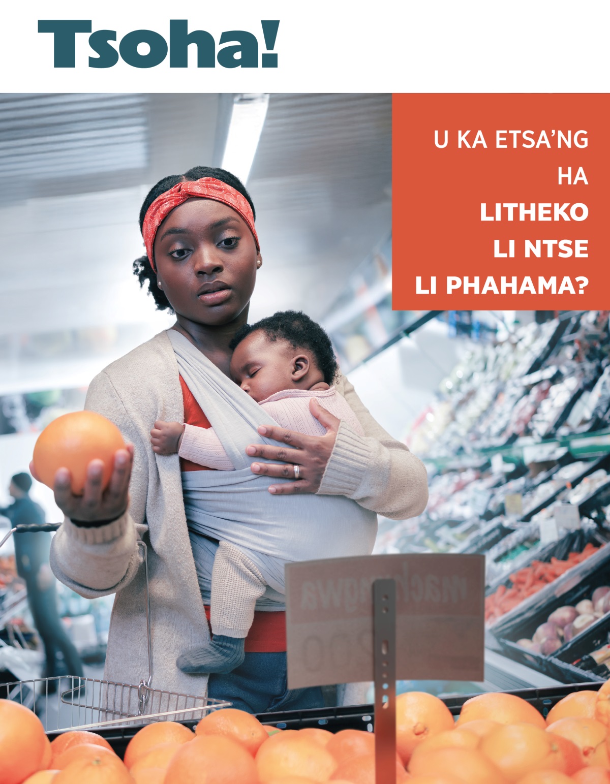 ’Mè o tšoenyehile ka lebaka la theko ea lamunu ha a ntse a reka lijo le ngoana oa hae ea robetseng.