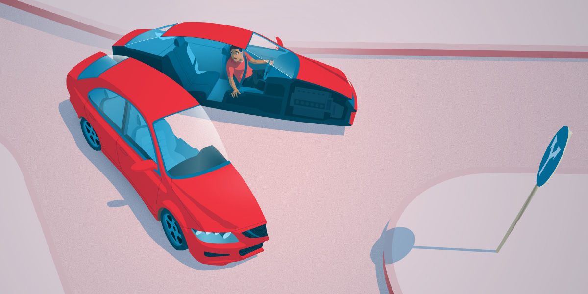 Mokhanni o ka koloing, o litseleng tse peli tse arohanang. Koloi e arohile likoto tse peli, sekoto ka seng se leba litseleng tse sa tšoaneng.