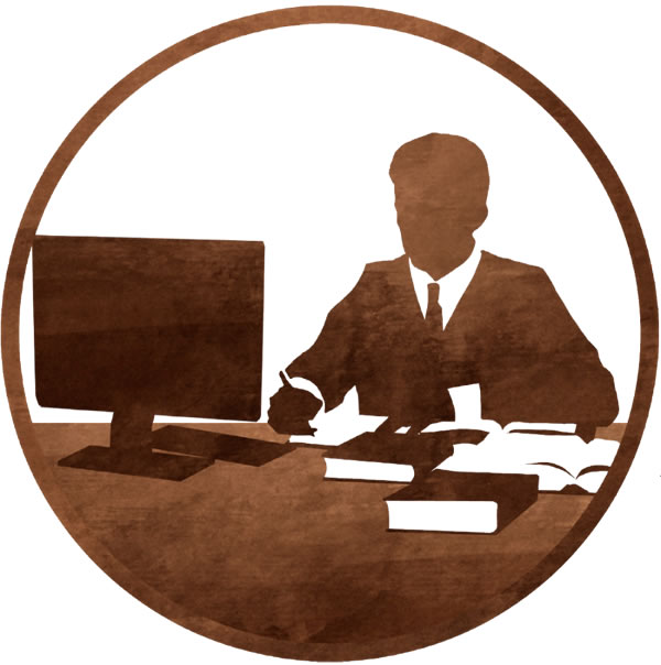 A Christian brother preparing and researching items at a desk