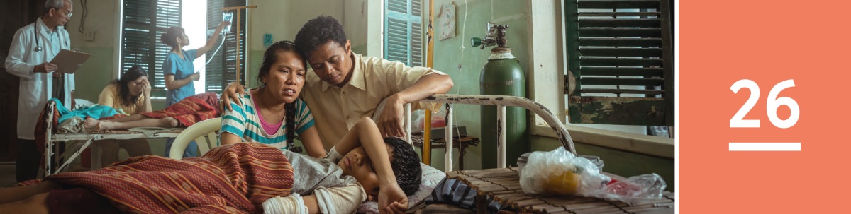 Khaolo ea 26. Batsoali ba lutse pel’a ngoana oa bona betheng ea sepetlele ’me ba tšoenyehile ka eena hobane o hlahetsoe ke ntho e kotsi.